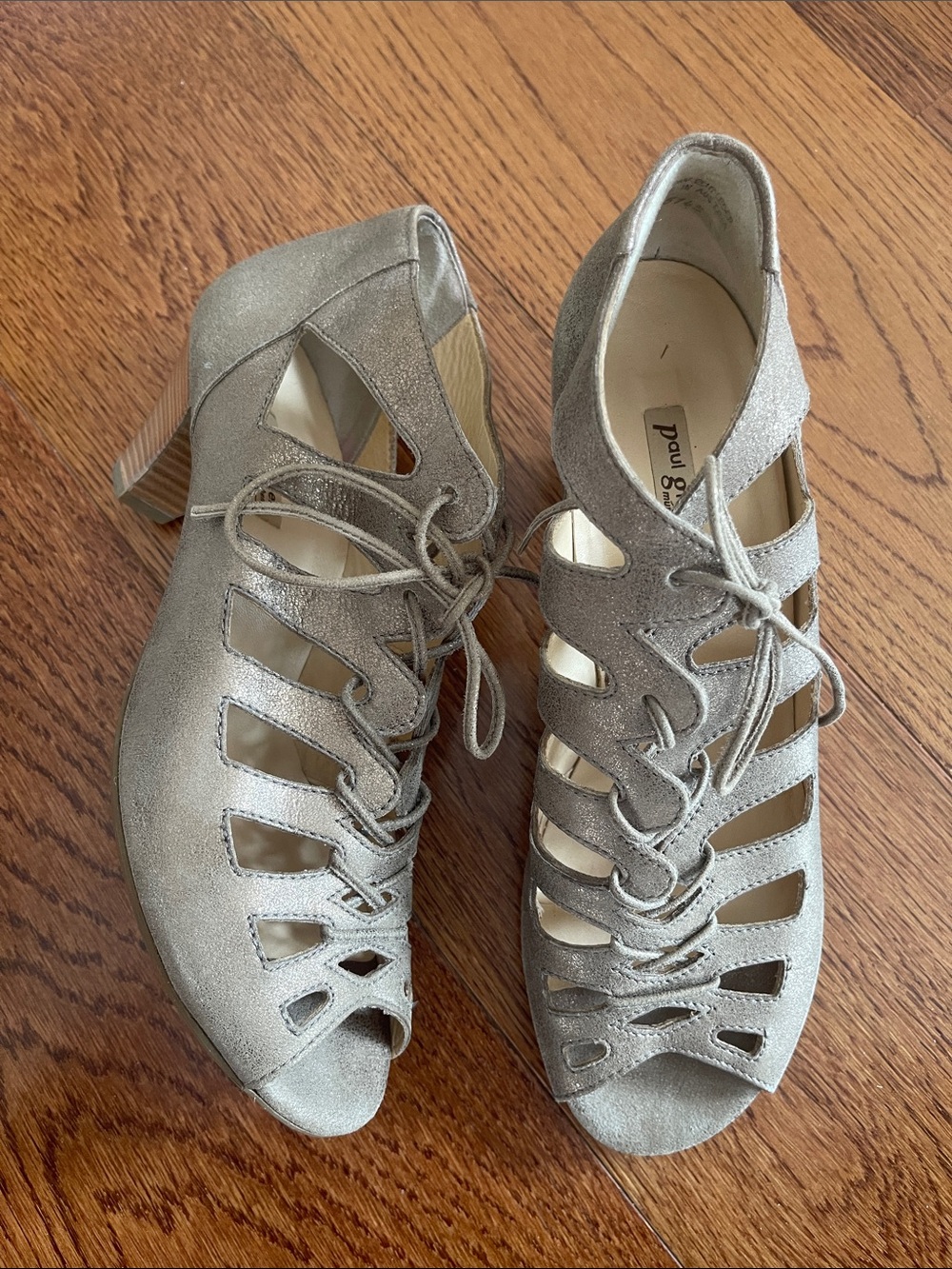 Paul Green Womens Lace-Up Cutout Sandals - Metallic Taupe